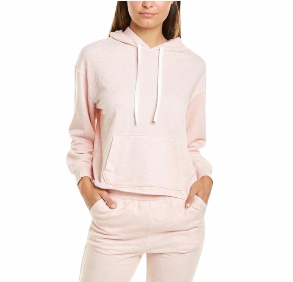 Splendid Pink Fleck Pullover Hoodie Raw Hem Sweatshirt Women’s Medium NWT